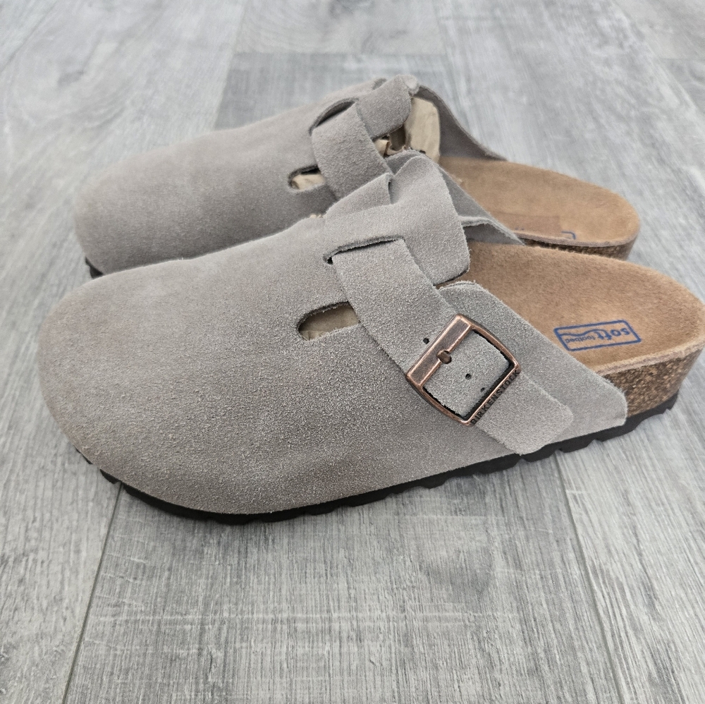 Birkenstock Gray Suede Mules
